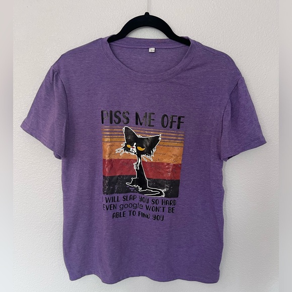Purple Red Orange Black Grumpy Cat Meme Shirt Size Large - Picture 1 of 4